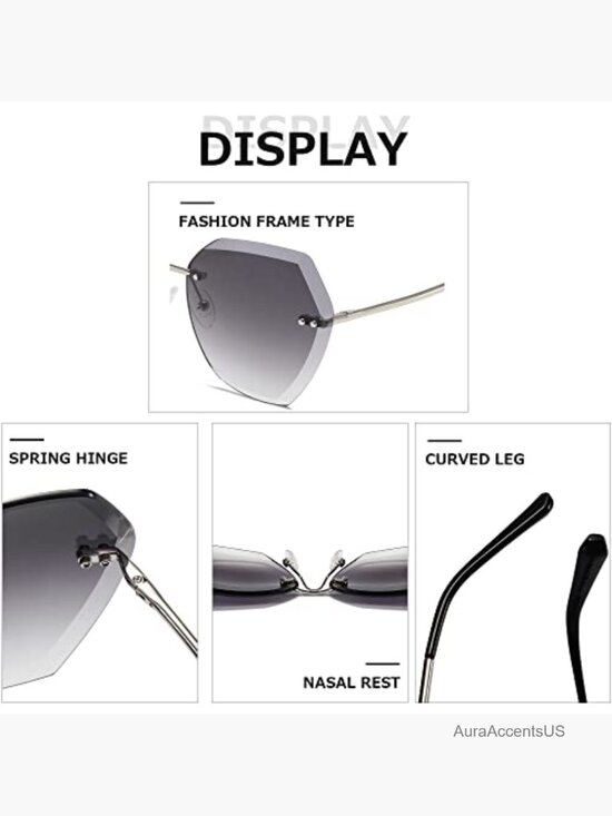 Oversized Rimless Diamond Gradient Sunglasses UV400 main image 6